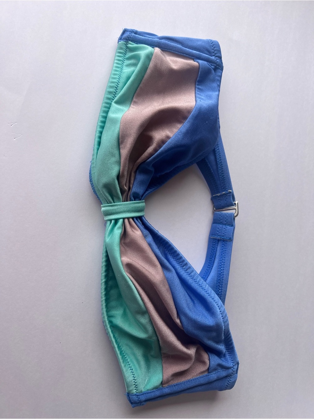 Victoria's Secret Blue and White Bikini Top with Mint Tie